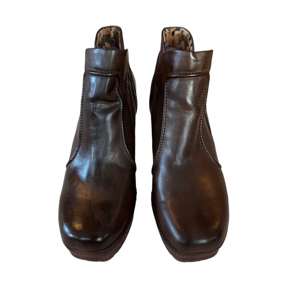 Korks Women Brown Platform Ankle Booties Chunky Block Heel Size 9.5 - Picture 4 of 8